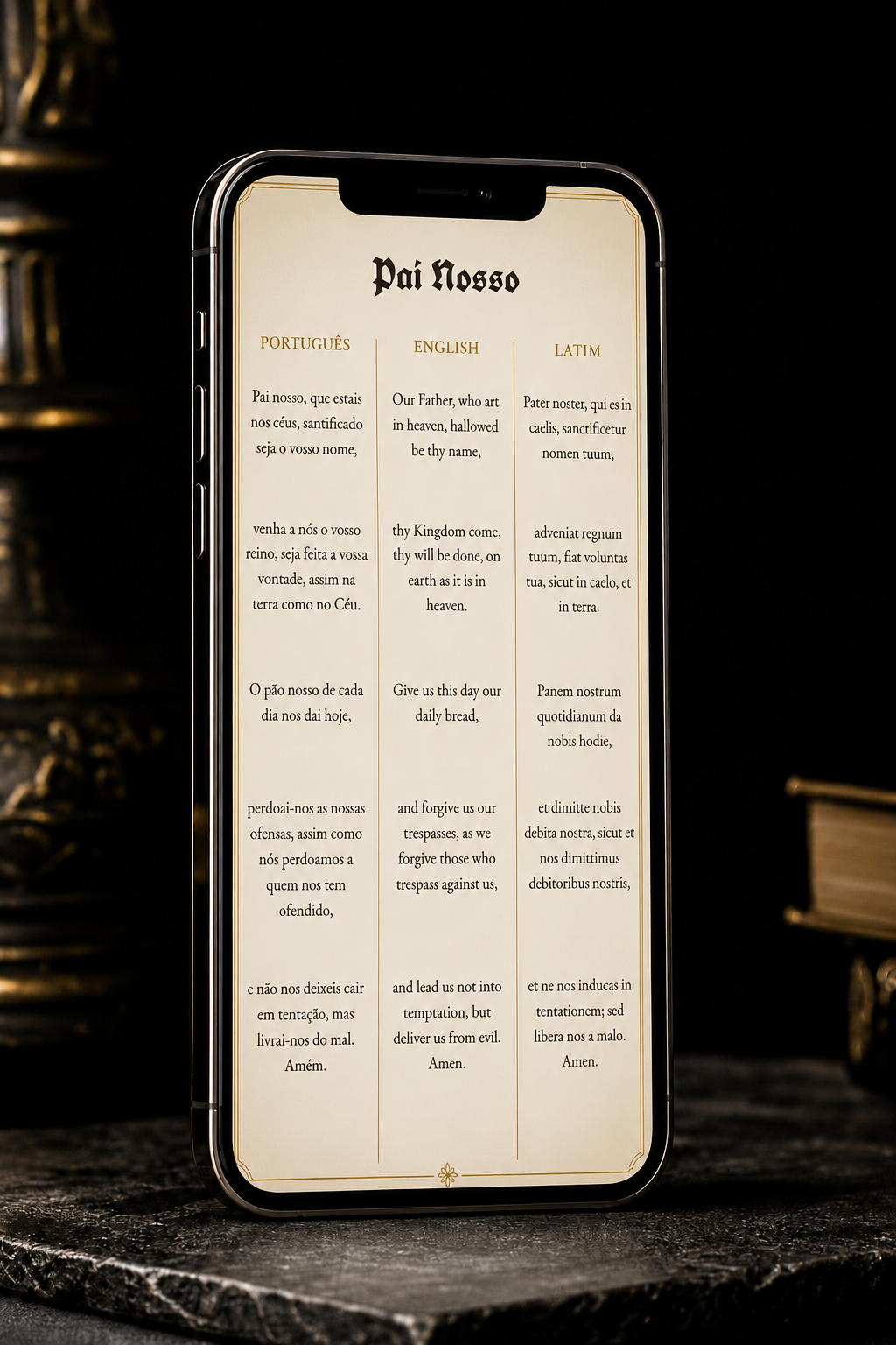 Mockup do Vox Fidei em smartphone